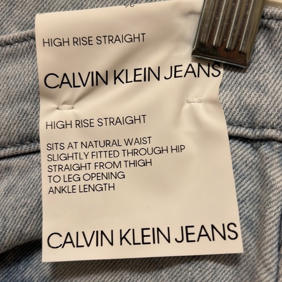 22. Calvin Klein High Rise Straight Jeans in Tie-Dye Effect Acid Wash - Picture 8 of 16